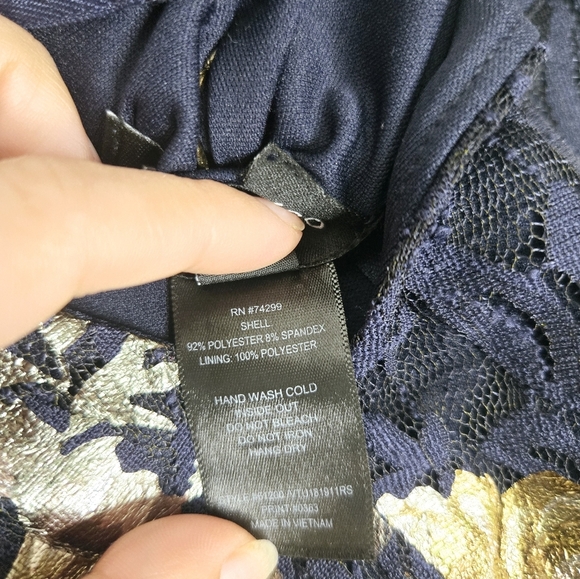 EnFocus Studio Navy blue Maxi dress with Floral design Sz 14 - Picture 12 of 13